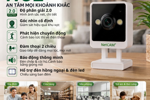 Camera WiFi NetCAM NC2 2.0MP – Quan Sát Trong Nhà Sắc Nét, Ghi Hình Màu Ban Đêm, Đàm Thoại 2 Chiều